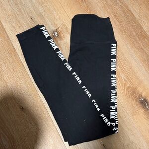 Pink Victoria secret logo black leggings